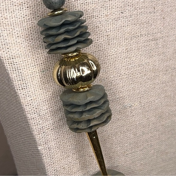 Vintage Beaded Necklace Gold Olive Grey Tribal Textured Boho Bohemian Chunky - Picture 6 of 10